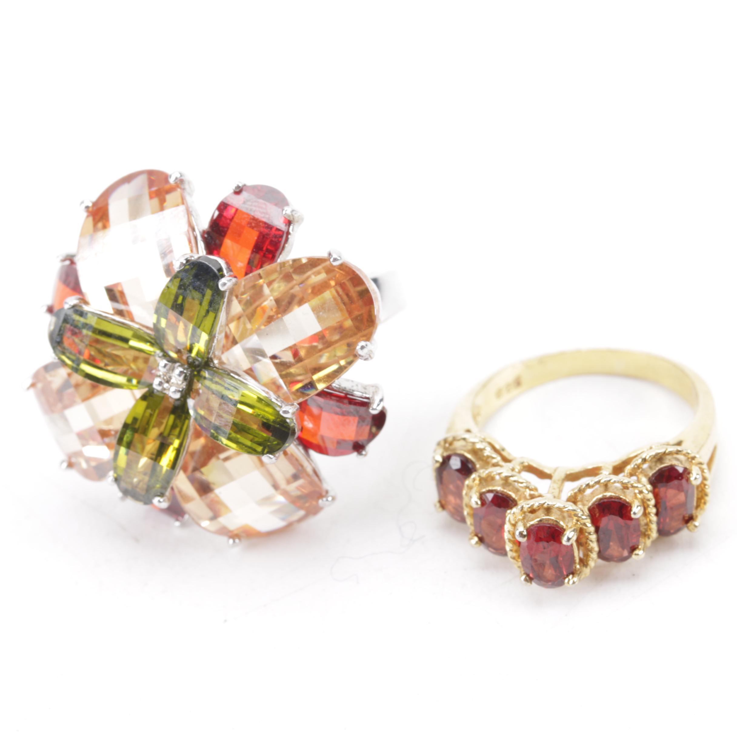 Sterling Silver and Gold Wash Rings with Accents