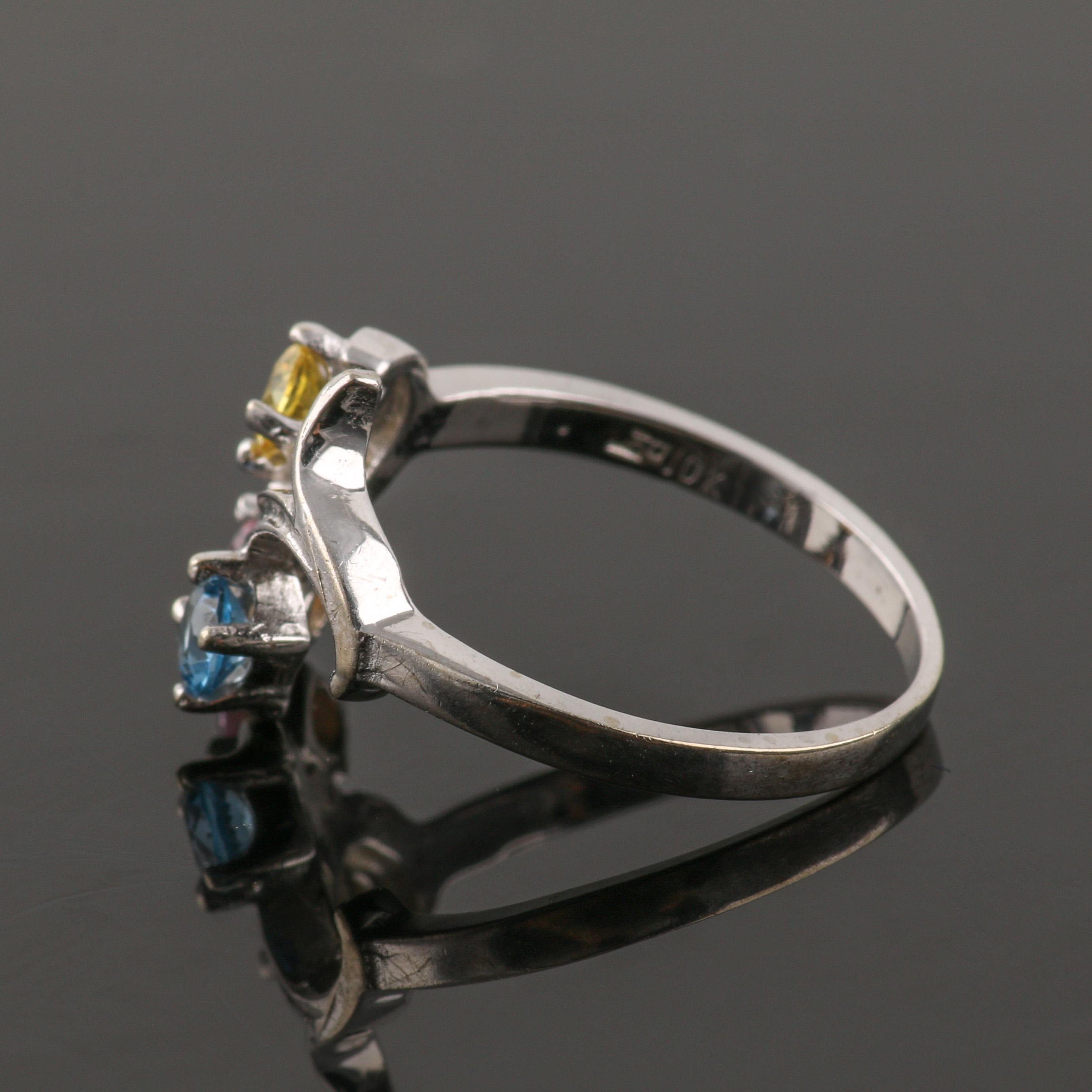 10K White Gold White Topaz and Gemstone Ring Selection