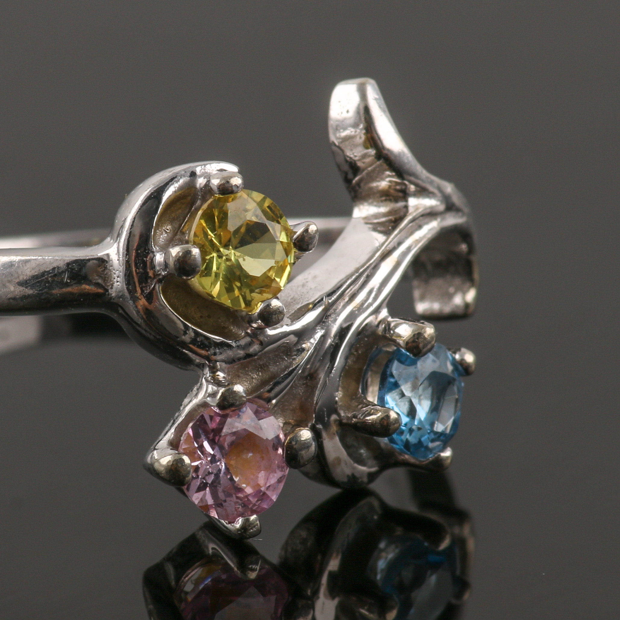 10K White Gold White Topaz and Gemstone Ring Selection