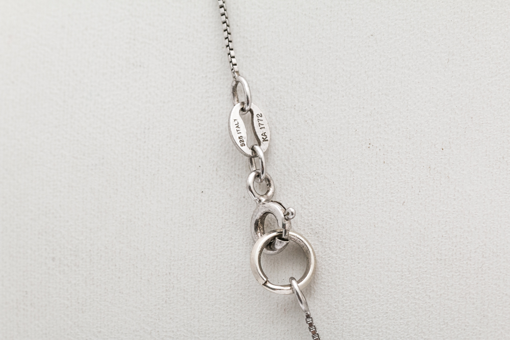 Sterling Silver Imitation Sapphire Heart Pendant Necklace