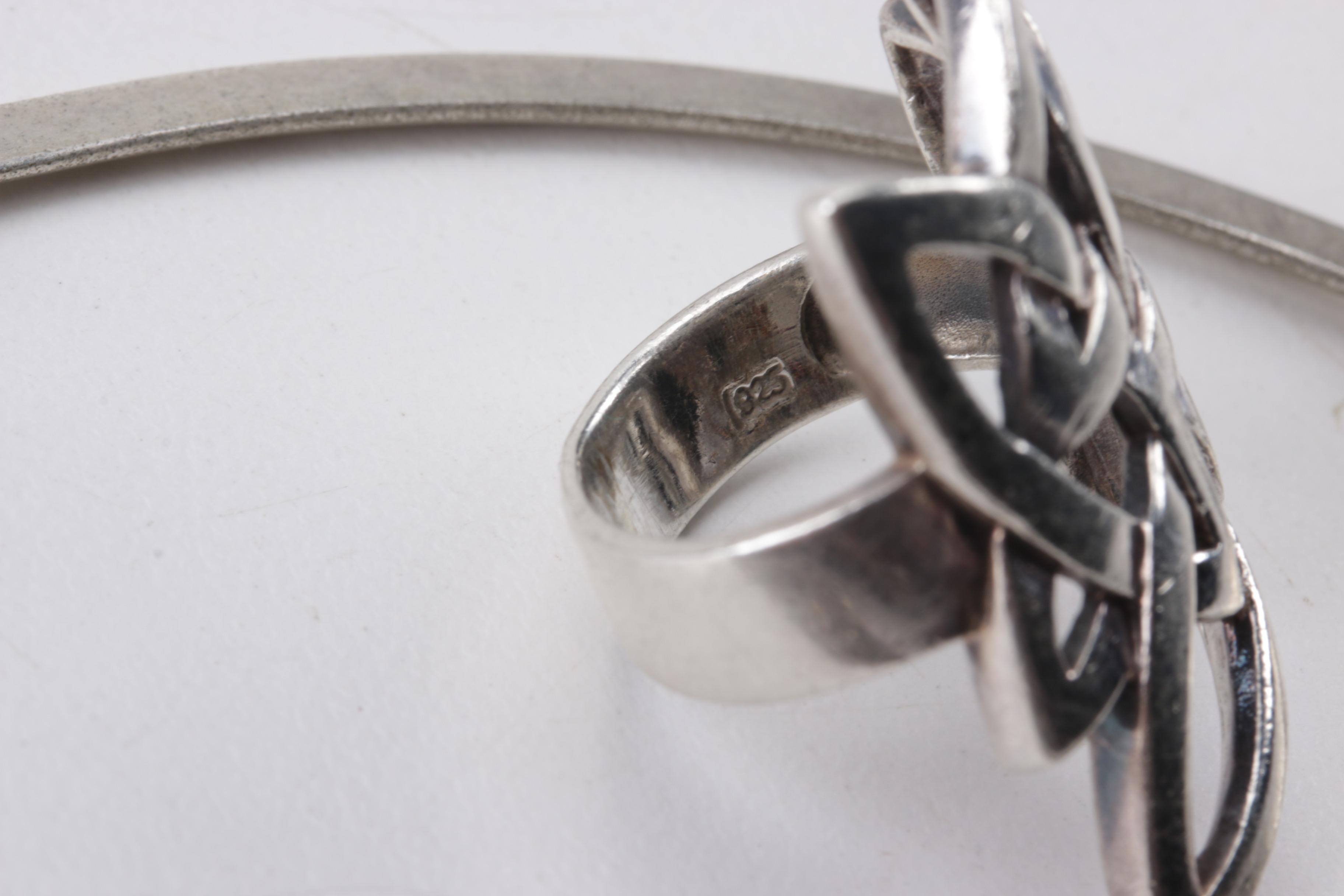 Sterling Silver Necklace and Bracelet Set with Ring