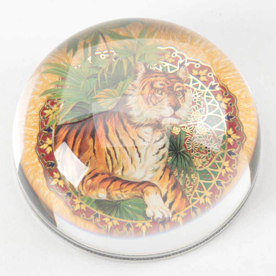 Tiger Crystal Paperweight from France