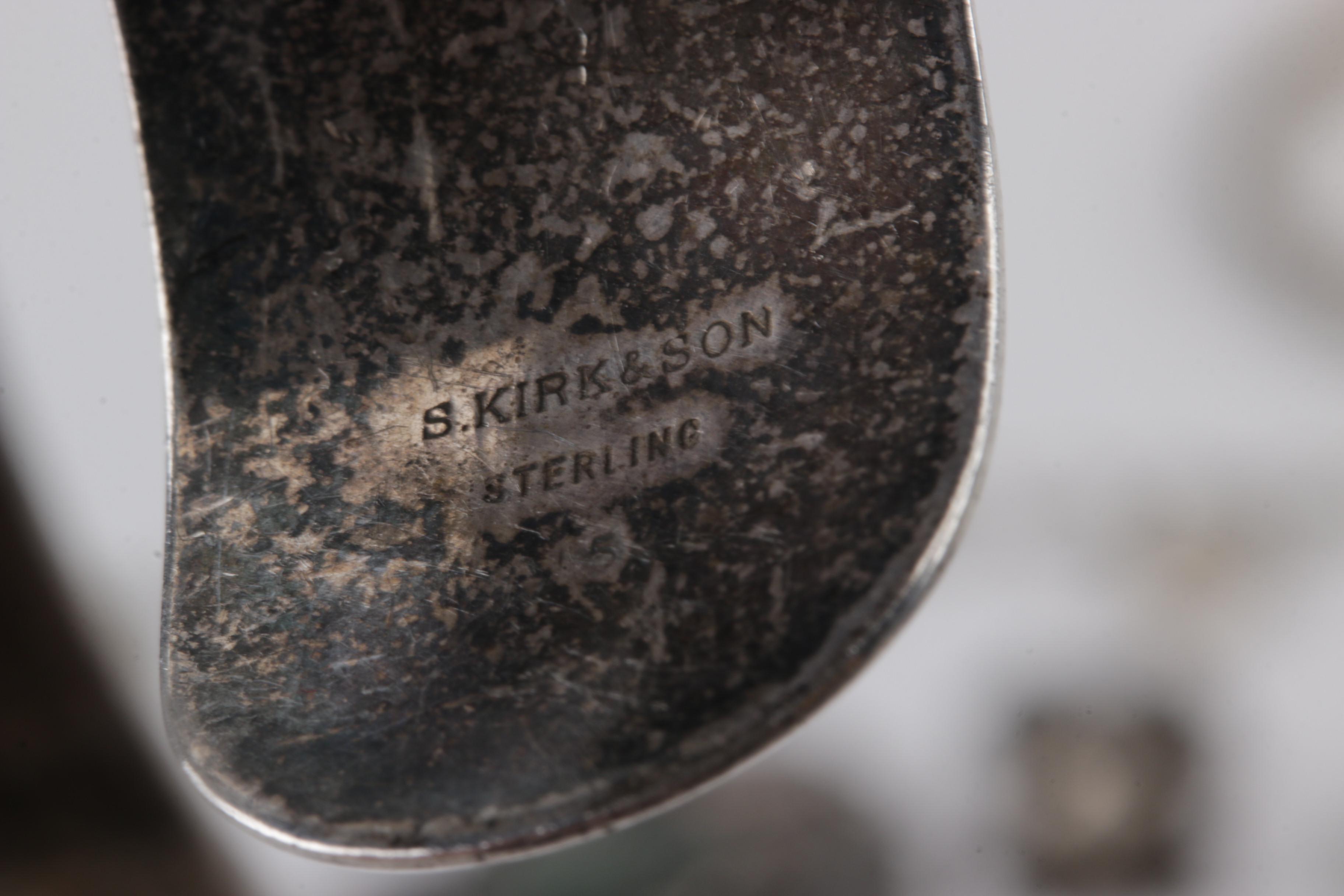 Sterling and Coin Silver Jewelry Including Mexican Brooch and Kirk & Son Cuff