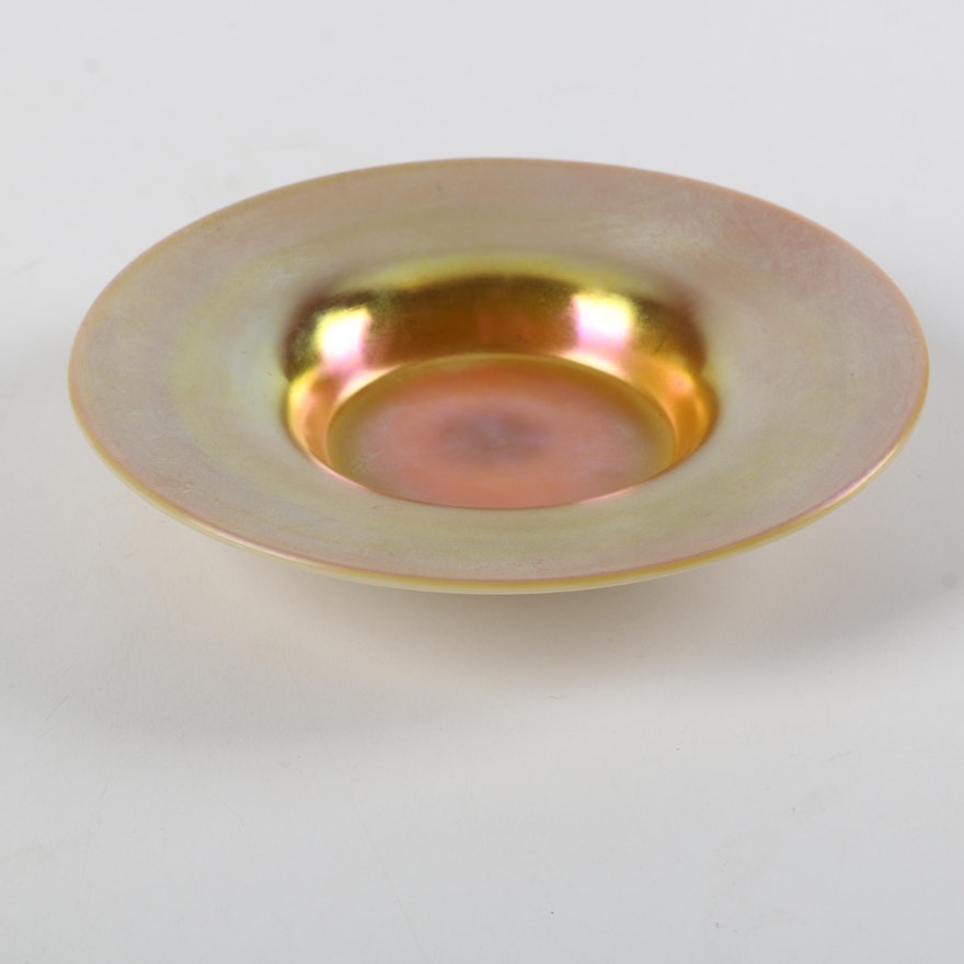 Steuben Gold Aurene Art Glass Underplate