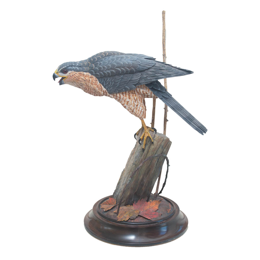 Leland Brewsaugh Carved Wood Peregrine Falcon