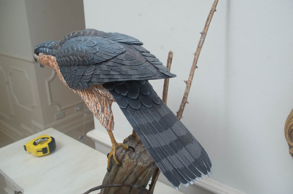 Leland Brewsaugh Carved Wood Peregrine Falcon