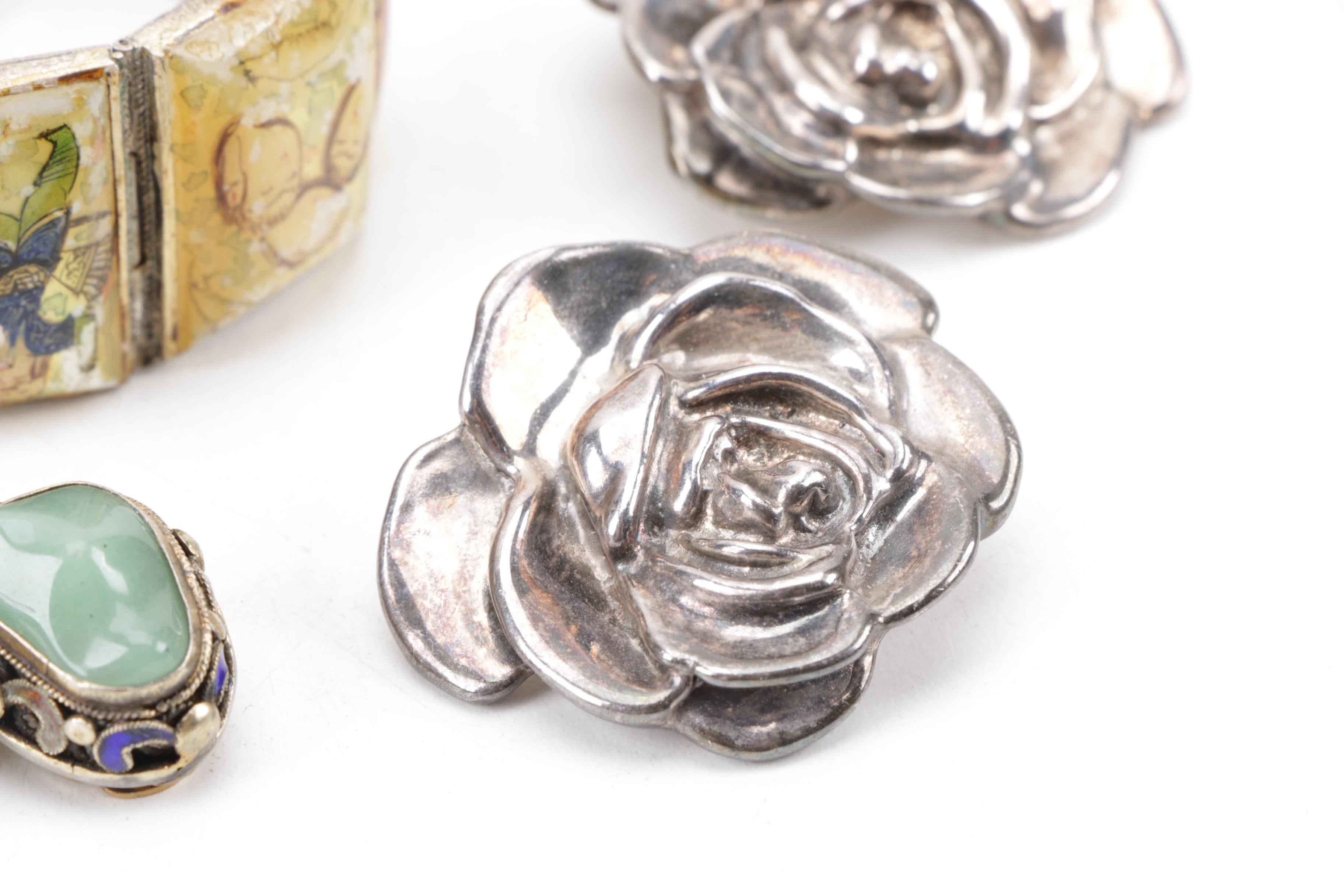 Sterling Silver Panel Bracelet and Earrings Featuring Aventurine