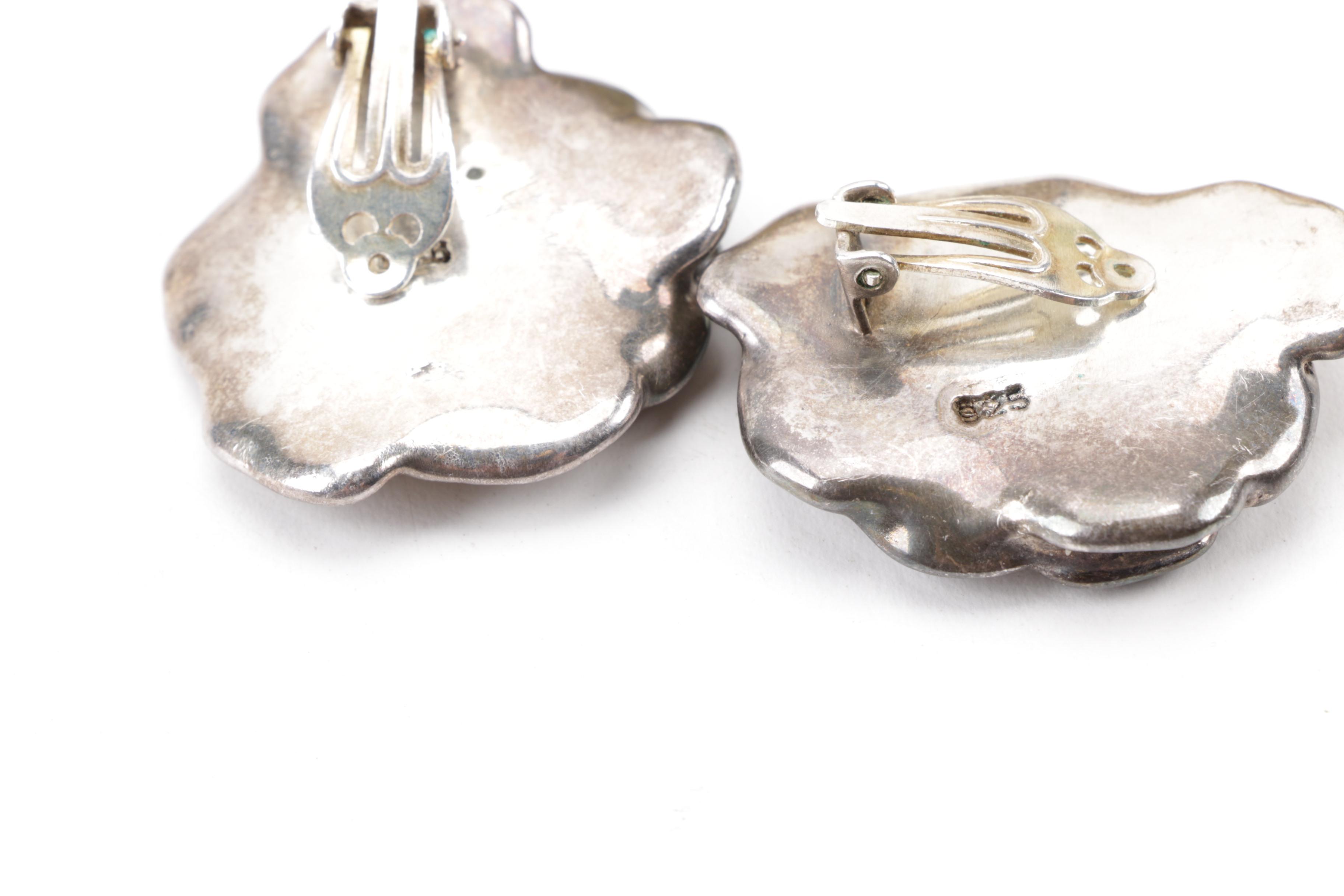 Sterling Silver Panel Bracelet and Earrings Featuring Aventurine