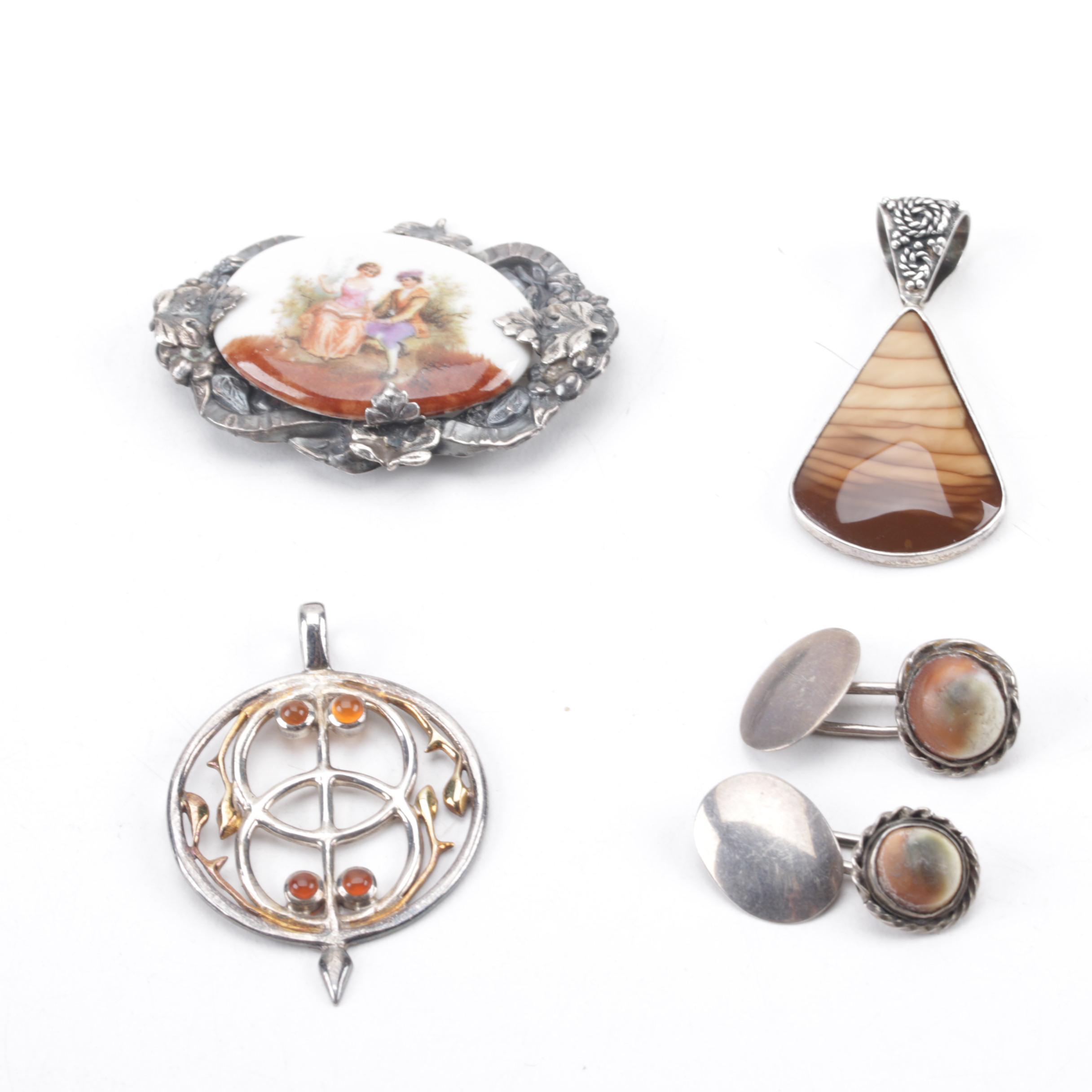 Grouping of Sterling Silver Jewelry Including Gemstones