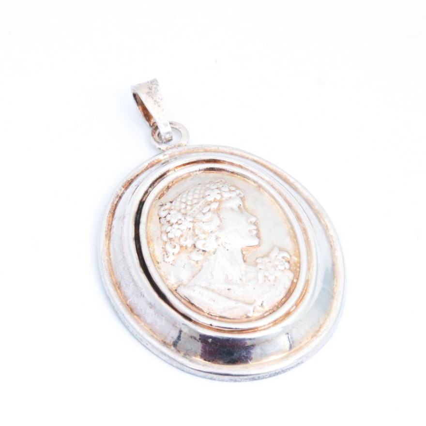 Sterling Silver Bas Relief Pendant