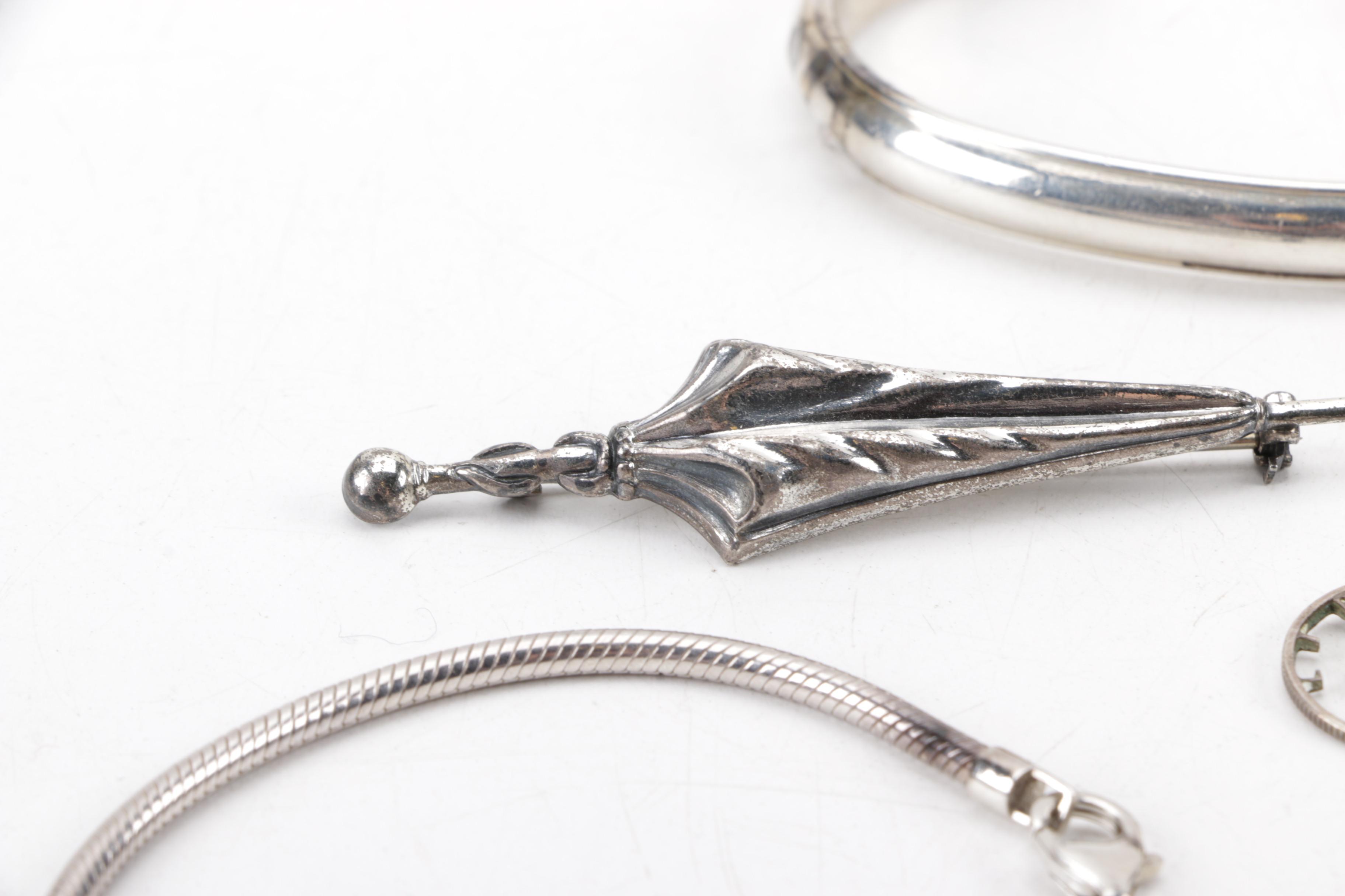 Assortment of Sterling Silver Jewelry Including Coin Pendants