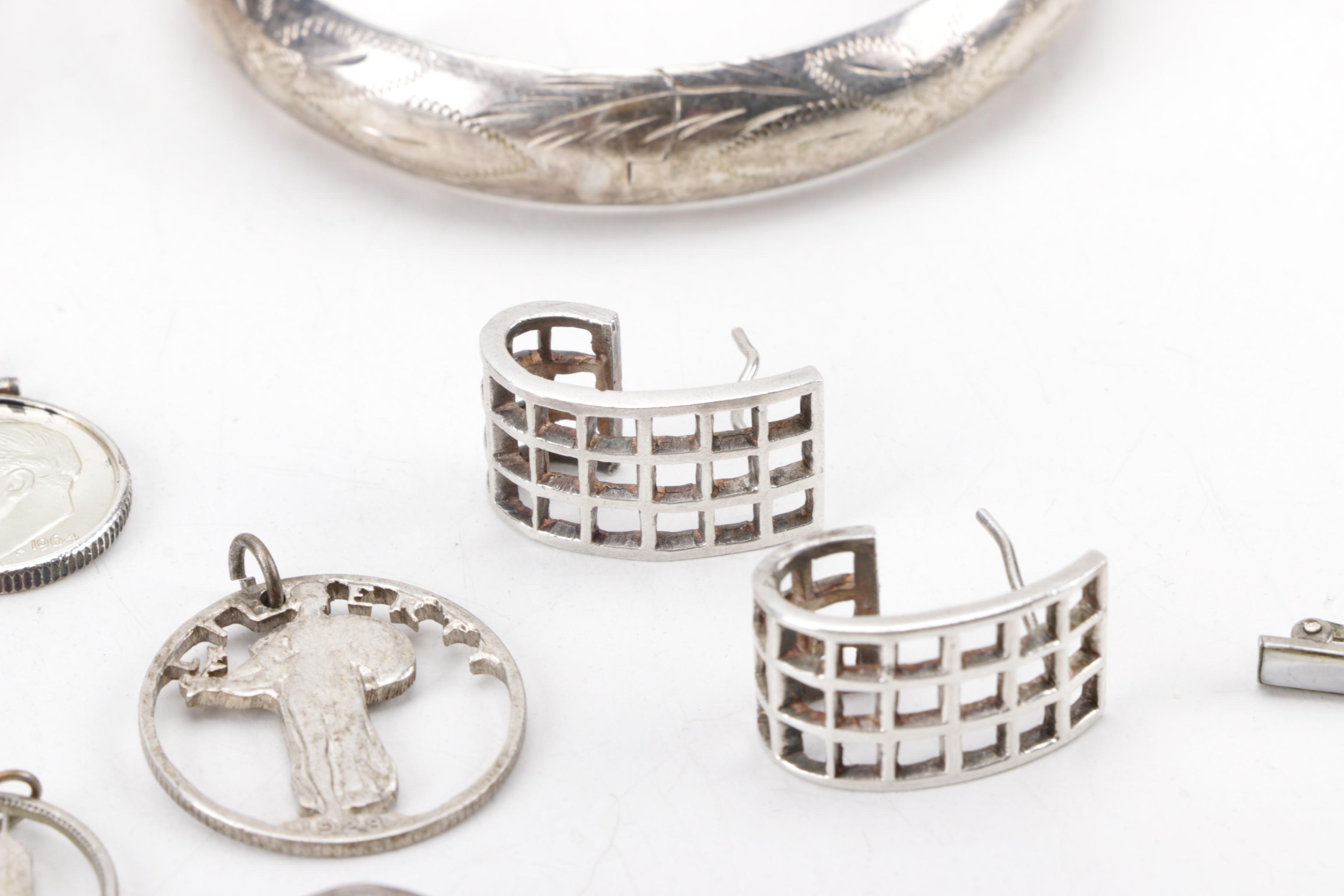 Assortment of Sterling Silver Jewelry Including Coin Pendants
