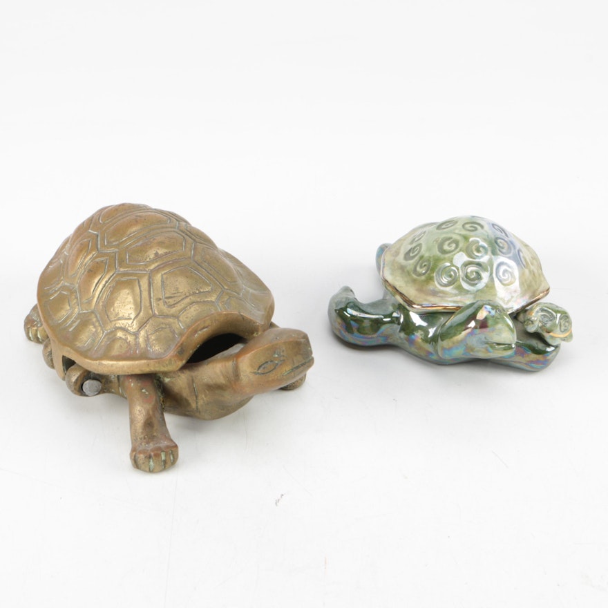 Pair of Turtle Trinket Box and Key Holder