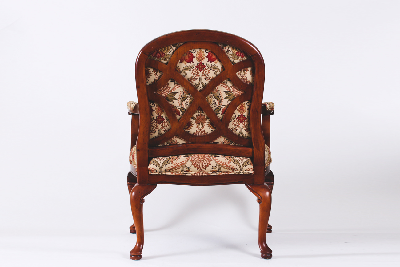 Pair of Queen Anne Style Upholstered Armchairs