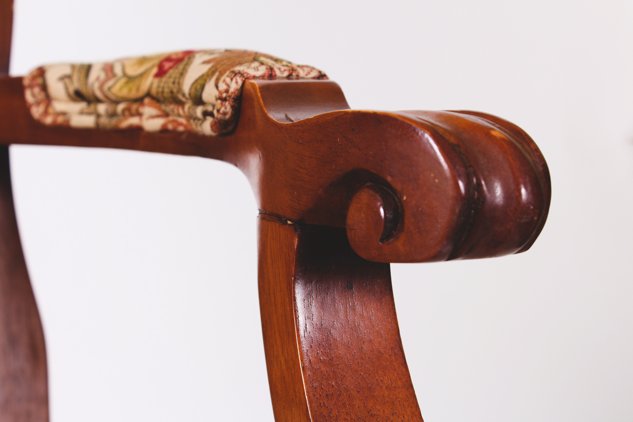 Pair of Queen Anne Style Upholstered Armchairs