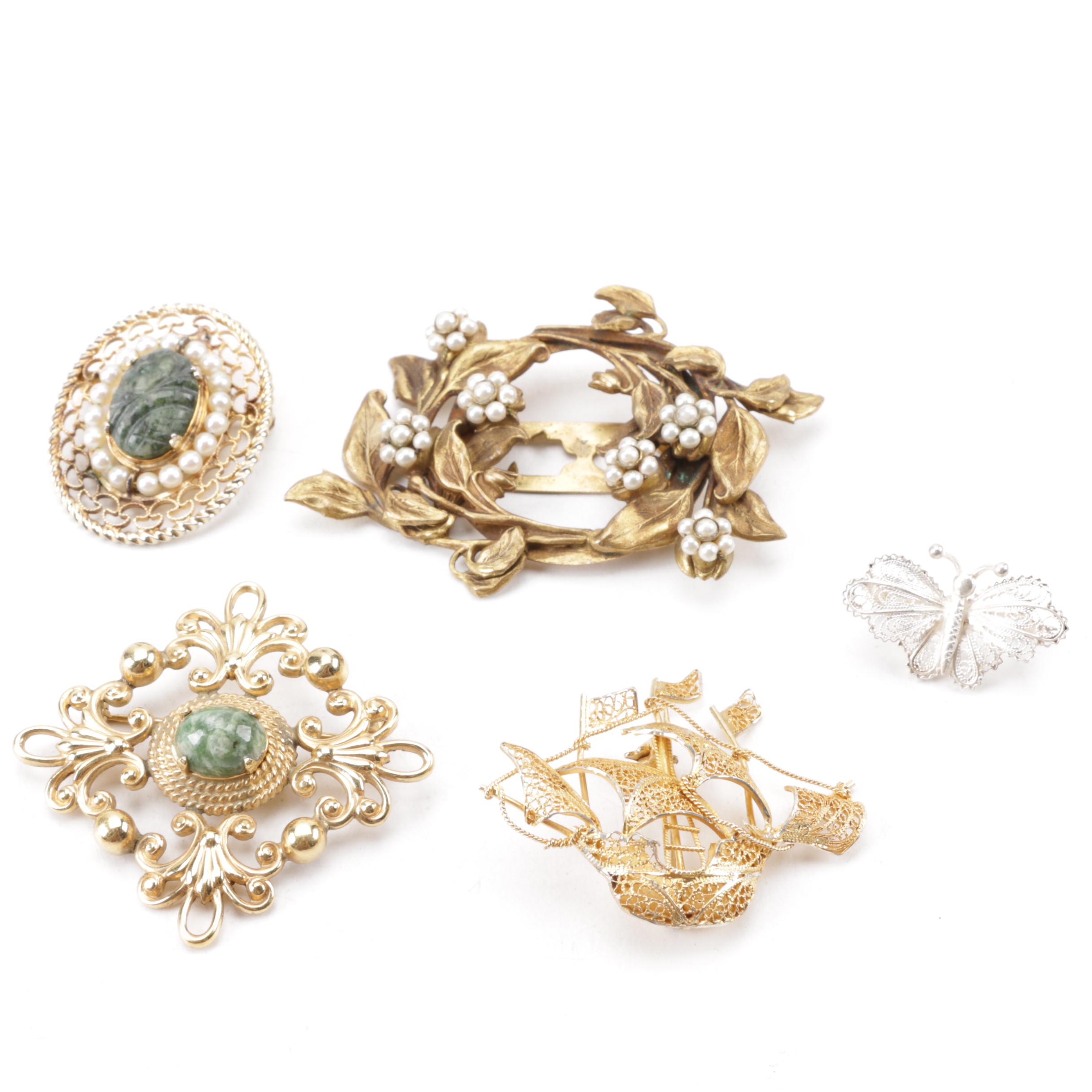 Vintage Sterling, 800 Silver and Gold Filled Brooches