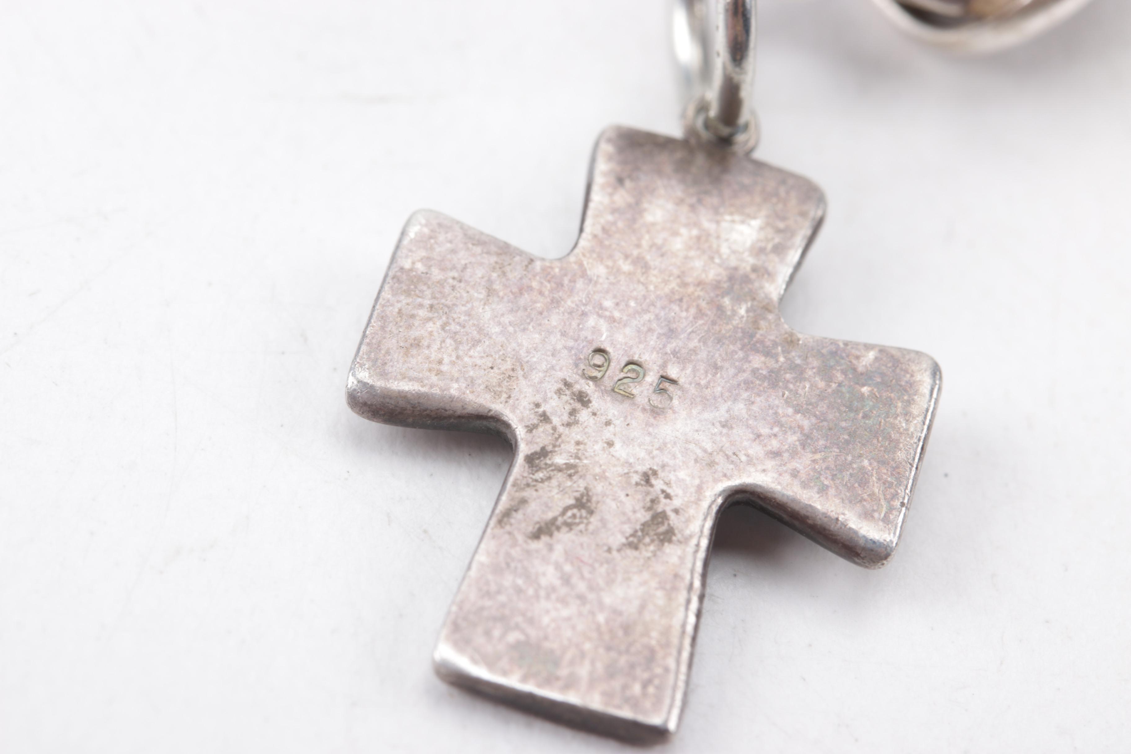 Kerri McDermott Sterling Silver Glass and Cross Charm Pendant Necklace