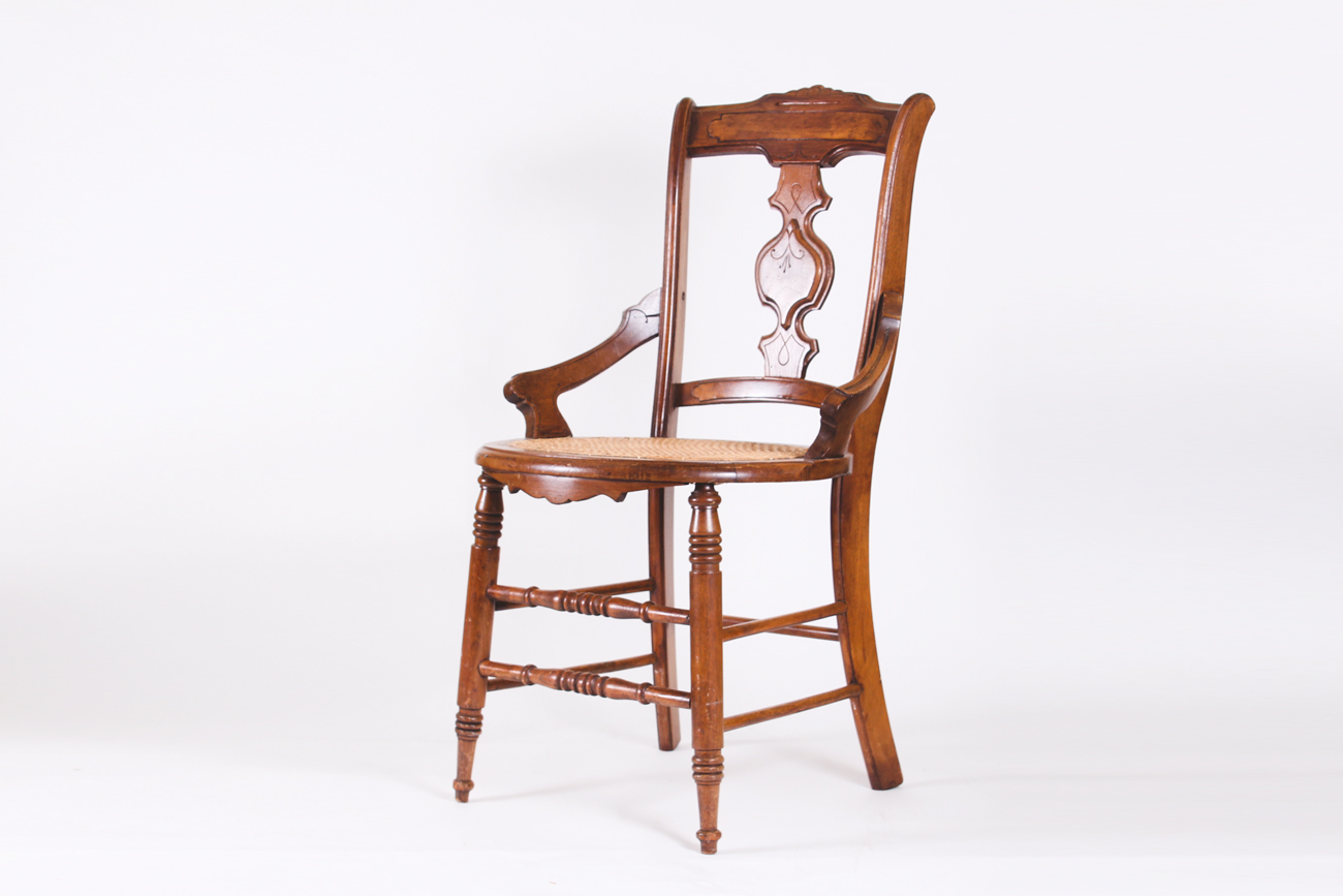 Pair of Vintage Melvin-Lloyd Wooden and Wicker Chairs