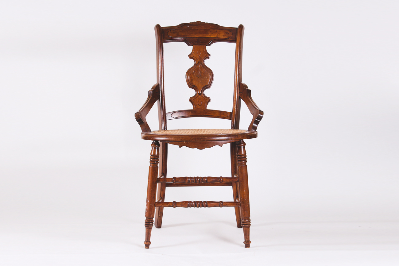 Pair of Vintage Melvin-Lloyd Wooden and Wicker Chairs