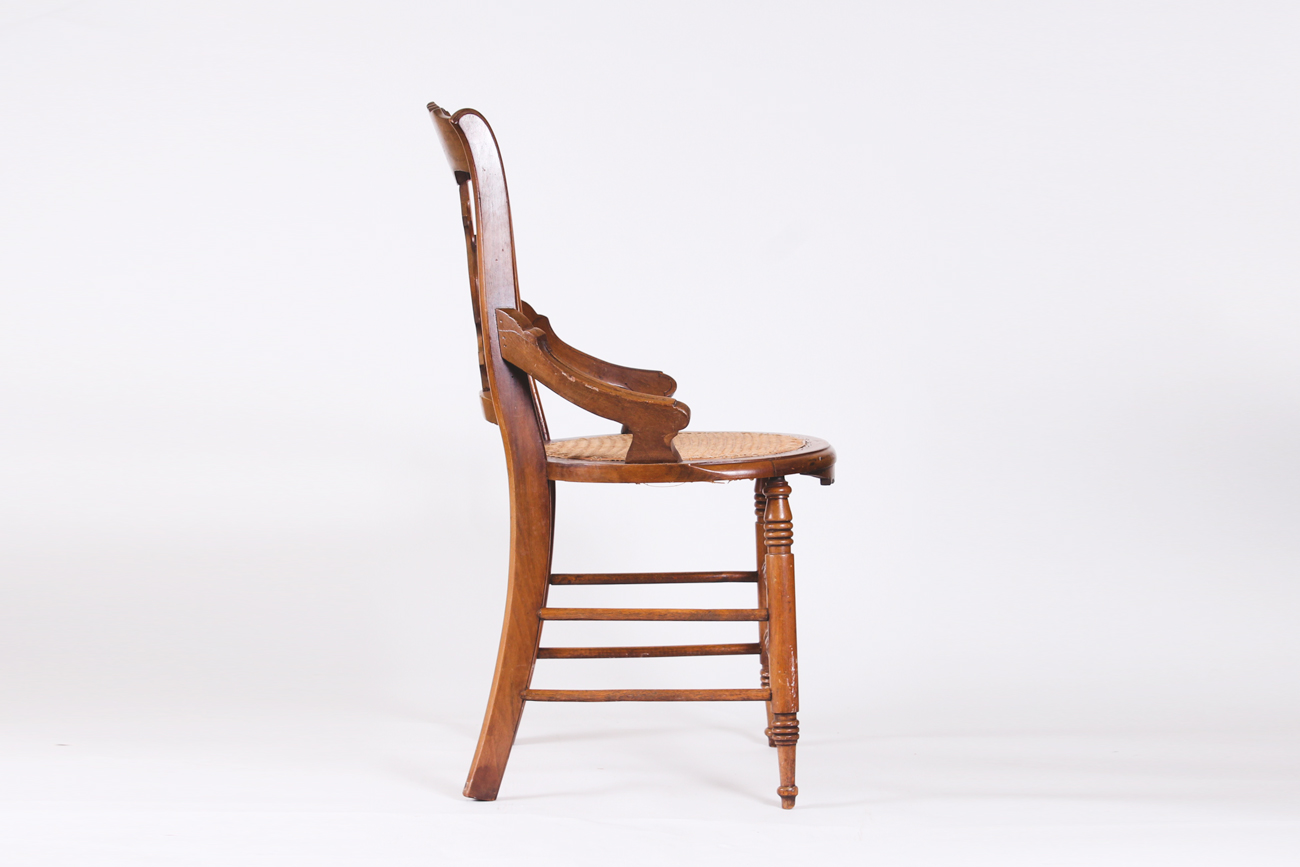 Pair of Vintage Melvin-Lloyd Wooden and Wicker Chairs