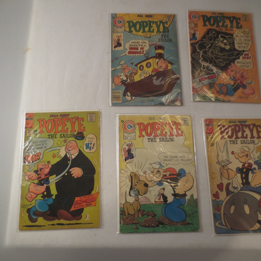 5 Charlton Silver Age Popeye Comic Books High Grade