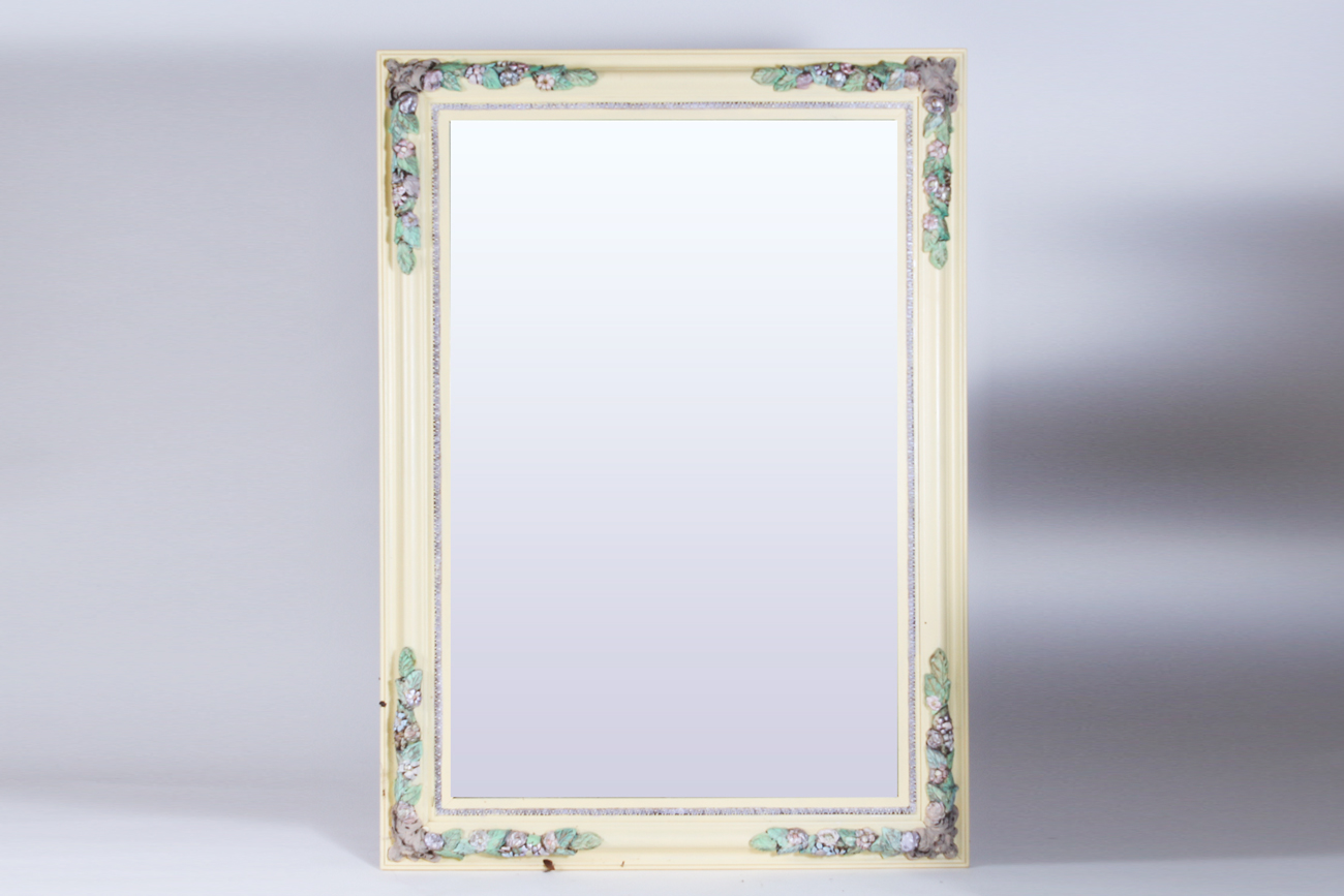 Victorian Style Mirror with Cream Wood Frame
