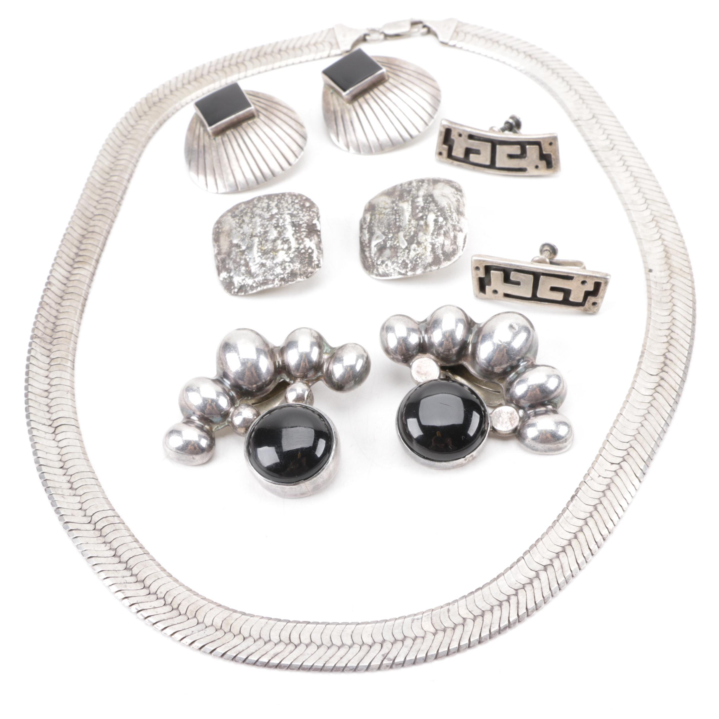 Assortment of Sterling Silver Jewelry Including Onyx