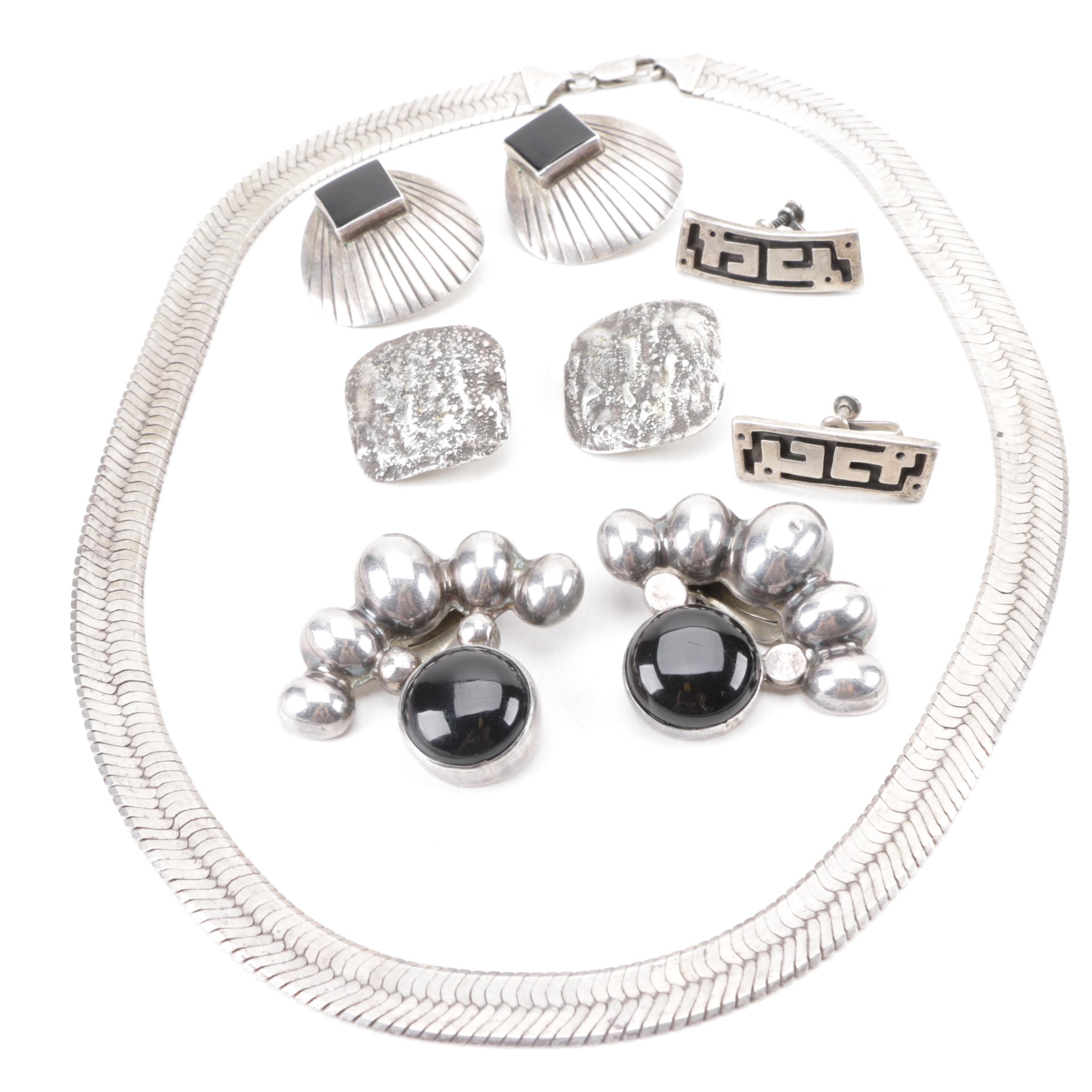 Assortment of Sterling Silver Jewelry Including Onyx