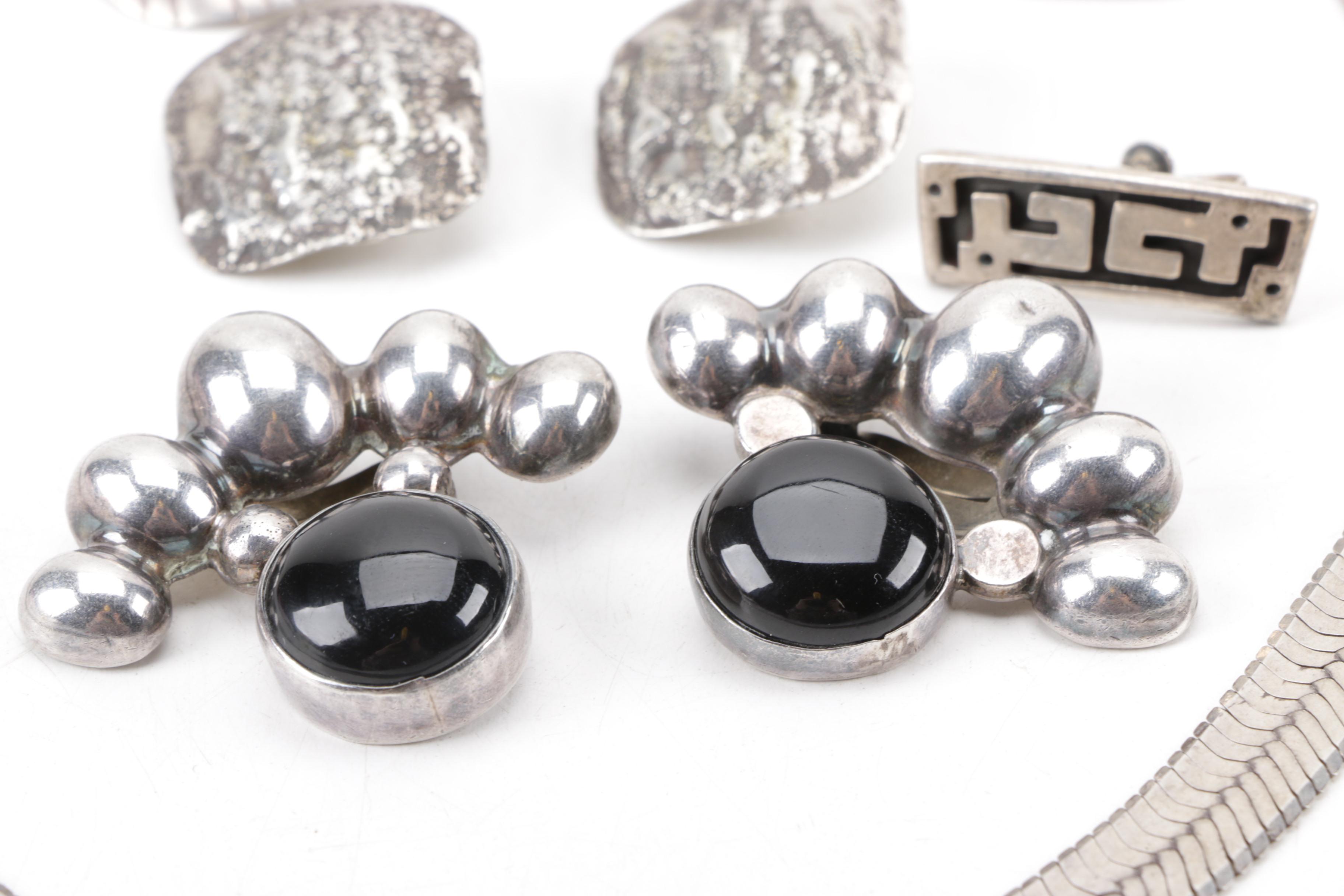 Assortment of Sterling Silver Jewelry Including Onyx