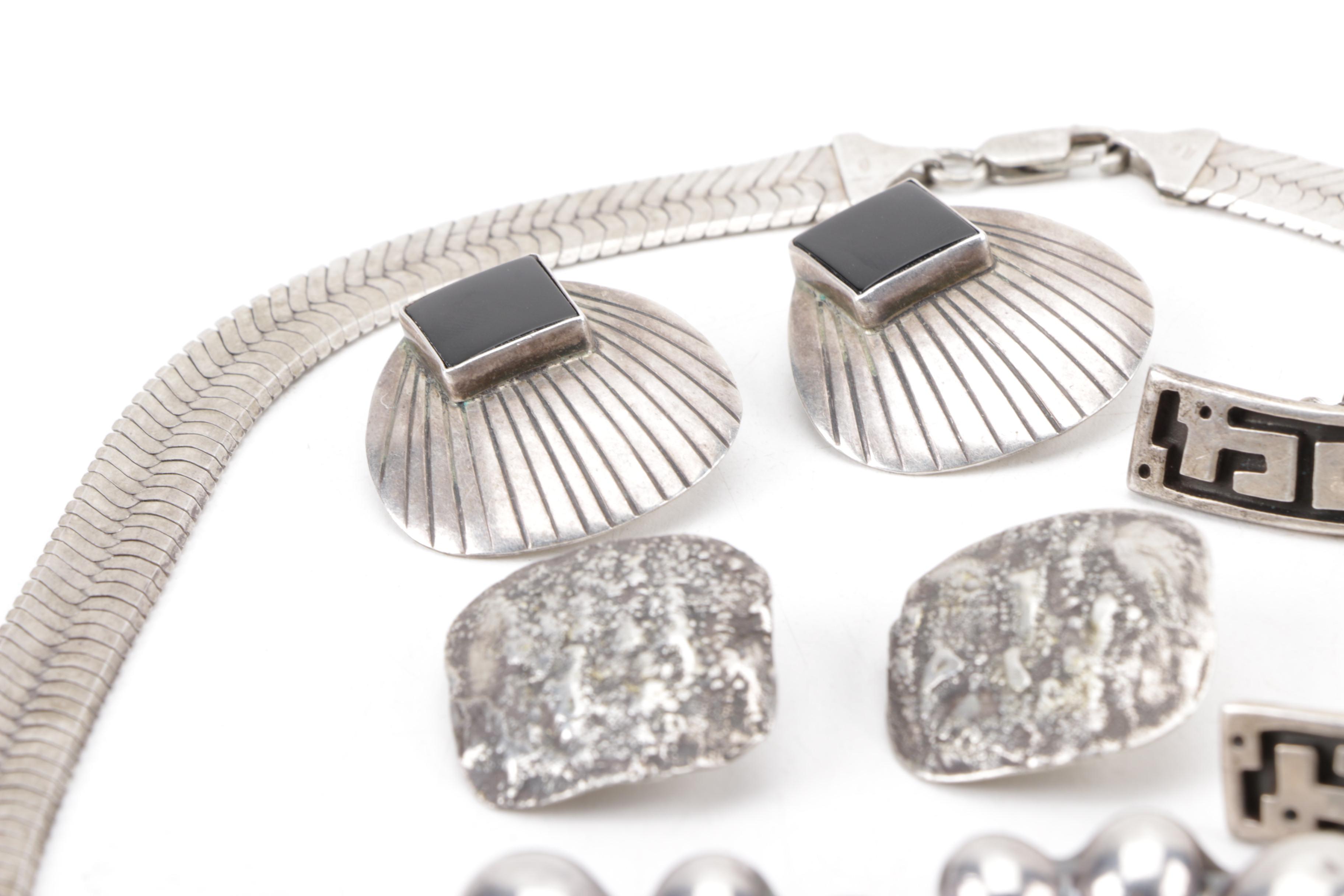 Assortment of Sterling Silver Jewelry Including Onyx