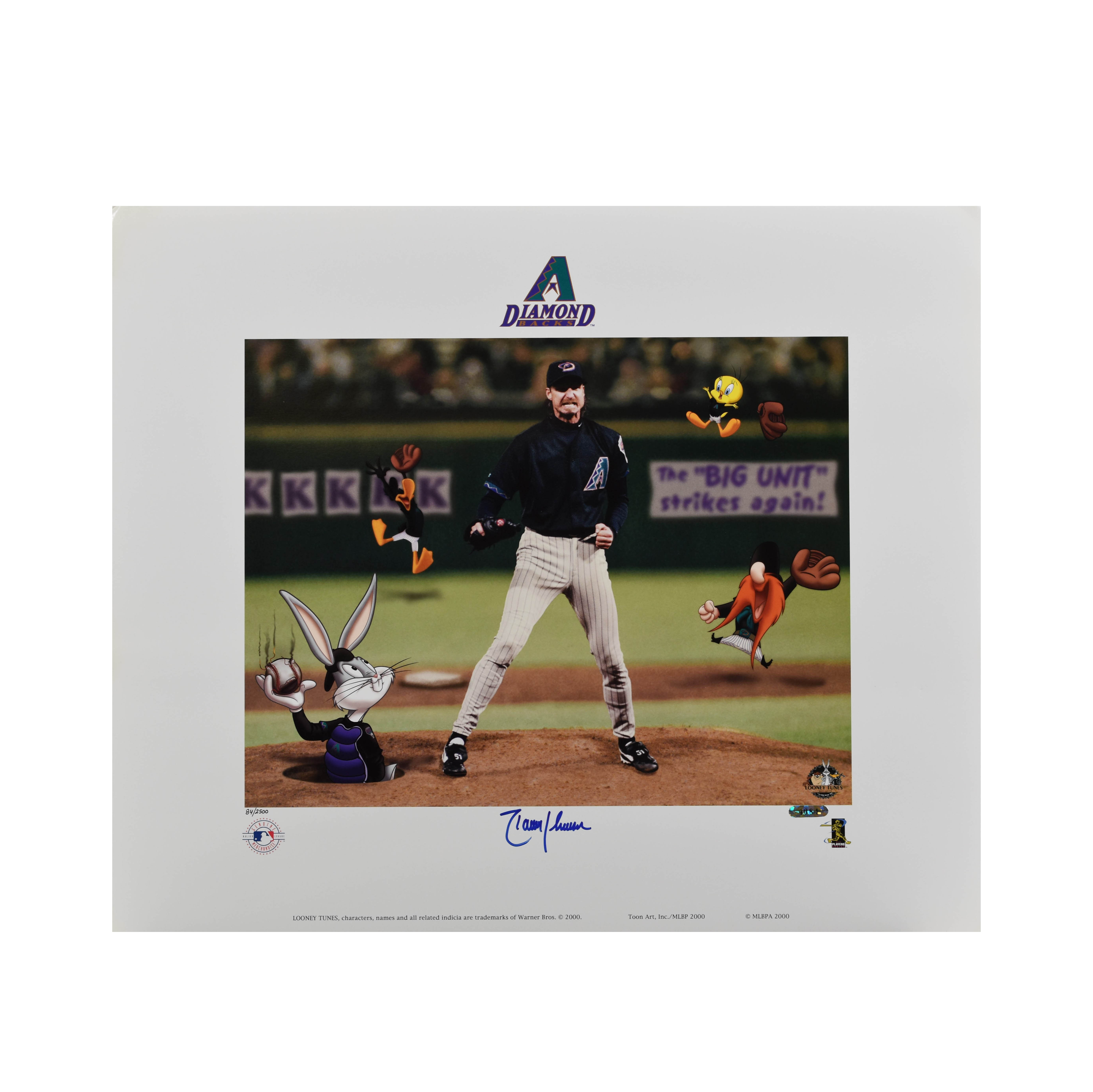 Warner Bros. L.E. Lithograph signed by Diamondbacks Pitcher Randy Johnson