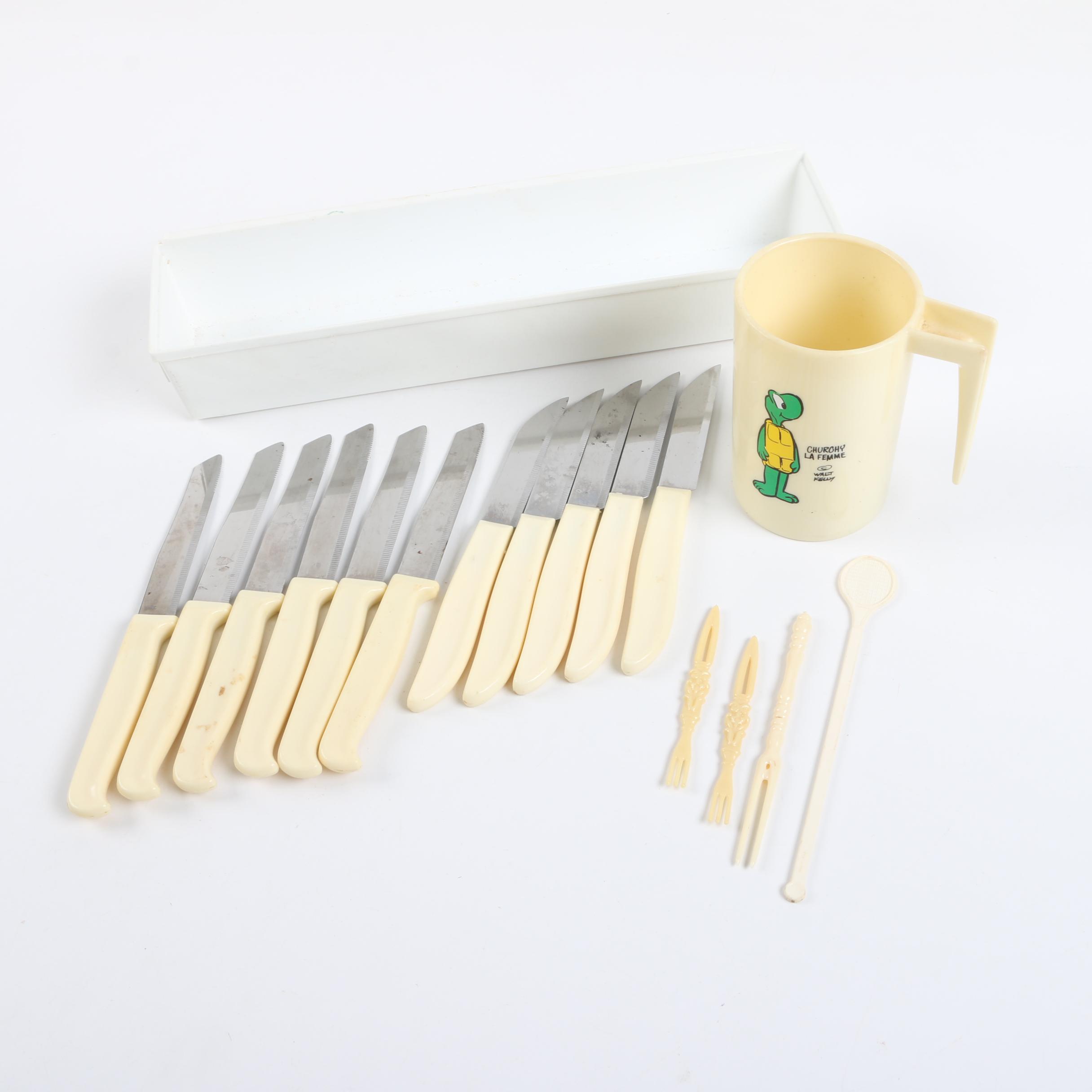 Kitchenware Including Vintage Churchy La Femme Milk Mug