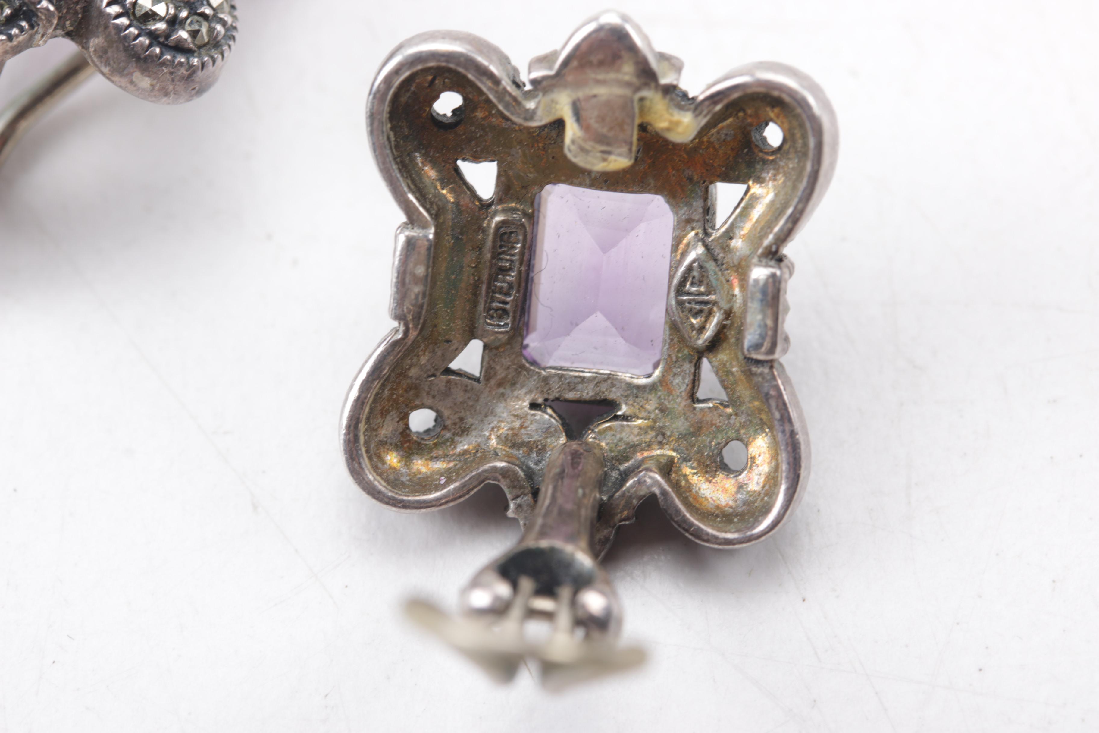 Collection of Sterling Silver Jewelry Including Amethyst and Judith Jack