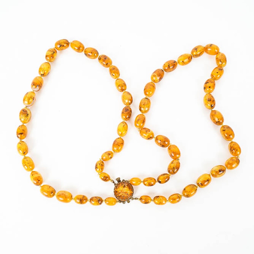 Vintage Austrian Amber Beaded Necklace