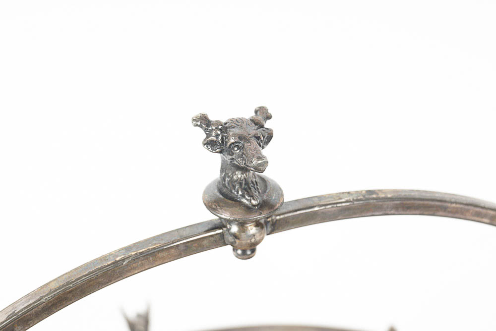 Vintage Silver Plate Handled Grape Motif Card Receiver