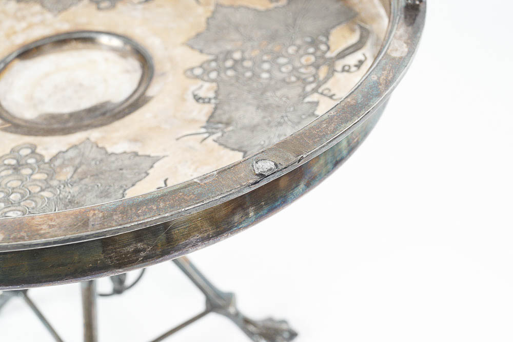 Vintage Silver Plate Handled Grape Motif Card Receiver