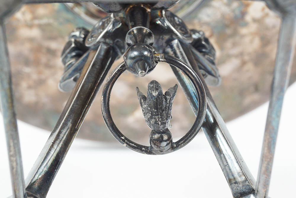 Vintage Silver Plate Handled Grape Motif Card Receiver