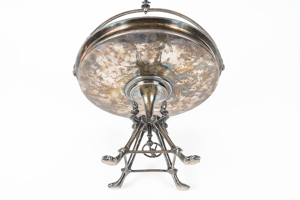 Vintage Silver Plate Handled Grape Motif Card Receiver