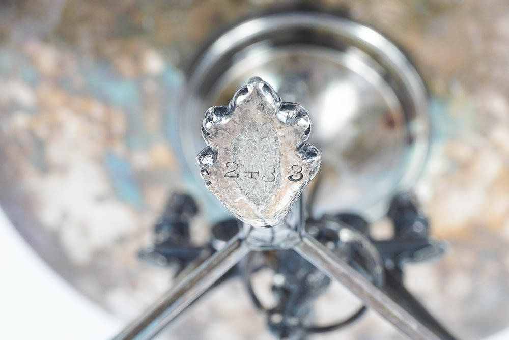 Vintage Silver Plate Handled Grape Motif Card Receiver