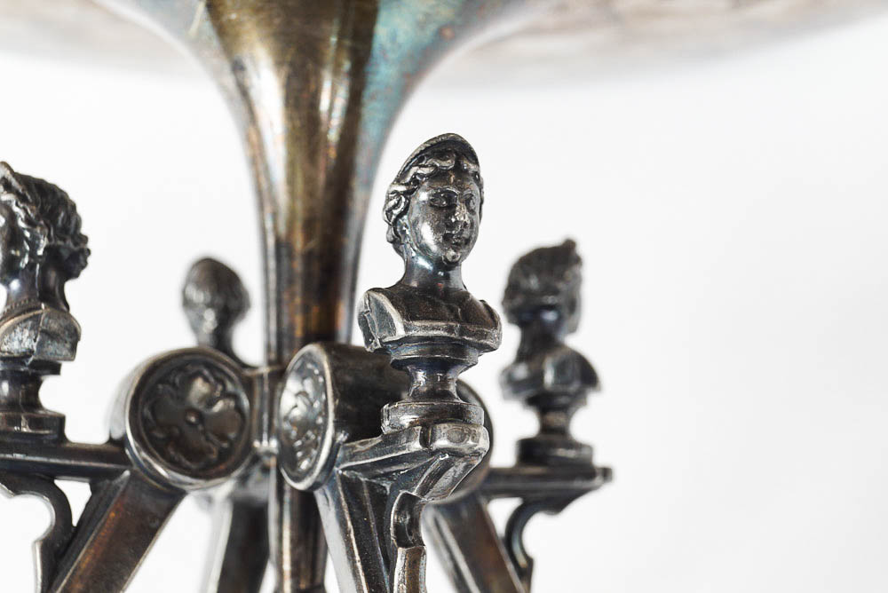 Vintage Silver Plate Handled Grape Motif Card Receiver