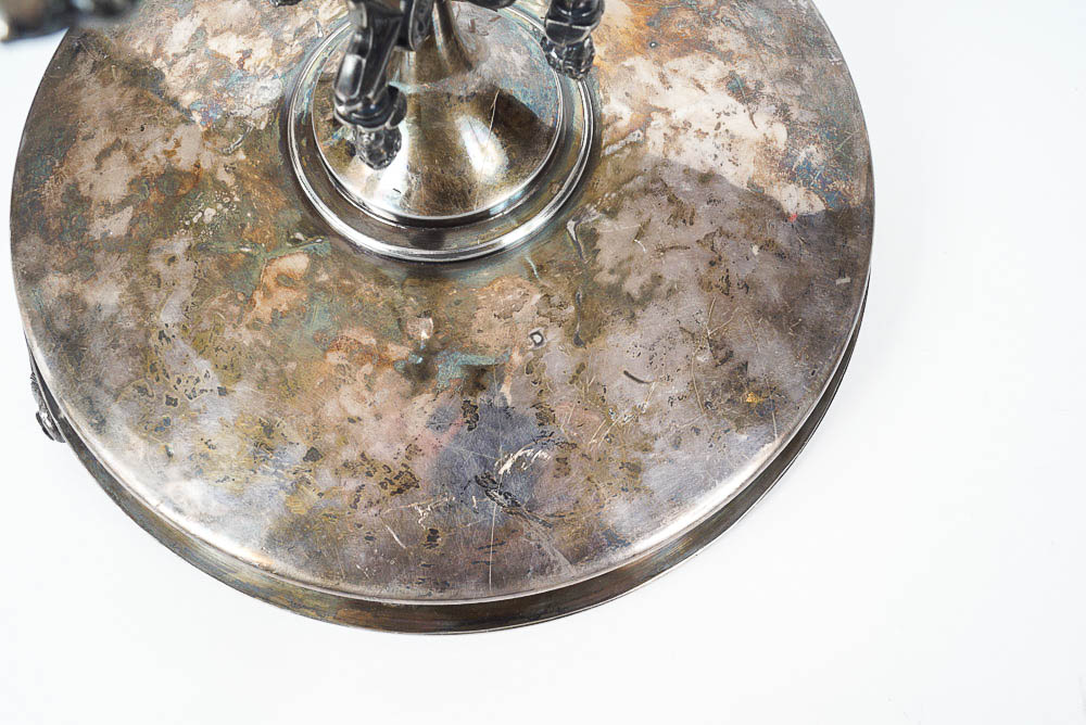 Vintage Silver Plate Handled Grape Motif Card Receiver