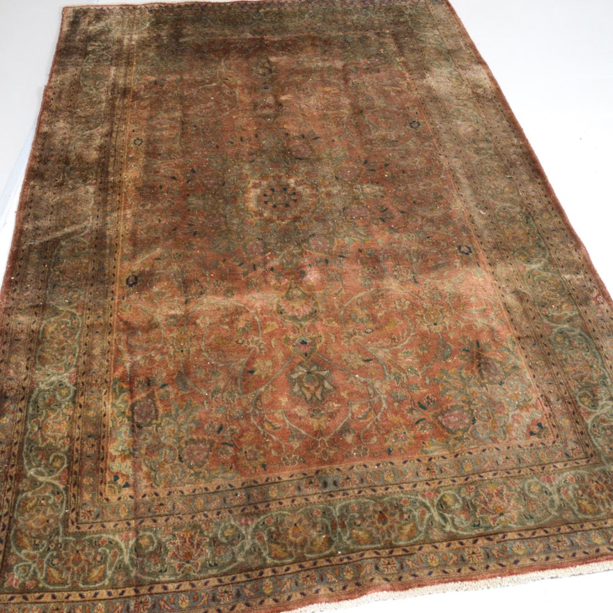 Antique Hand-Knotted Persian Mahal Rug