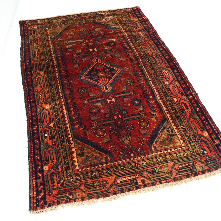 Vintage Hand-Knotted Persian Kurdish Bijar Rug