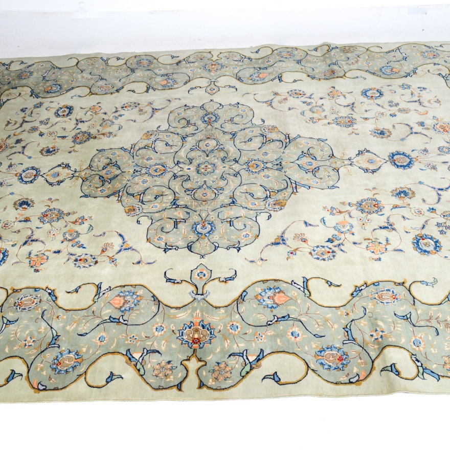 Vintage Hand-Knotted Persian Isfahan Royal Room Size Rug