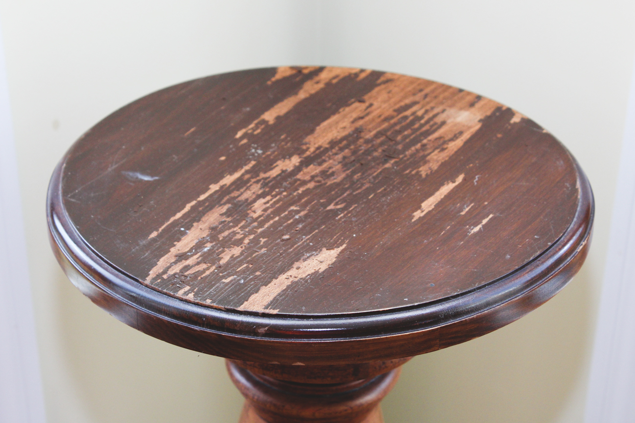 Wooden Pedestal and Decorative Vase