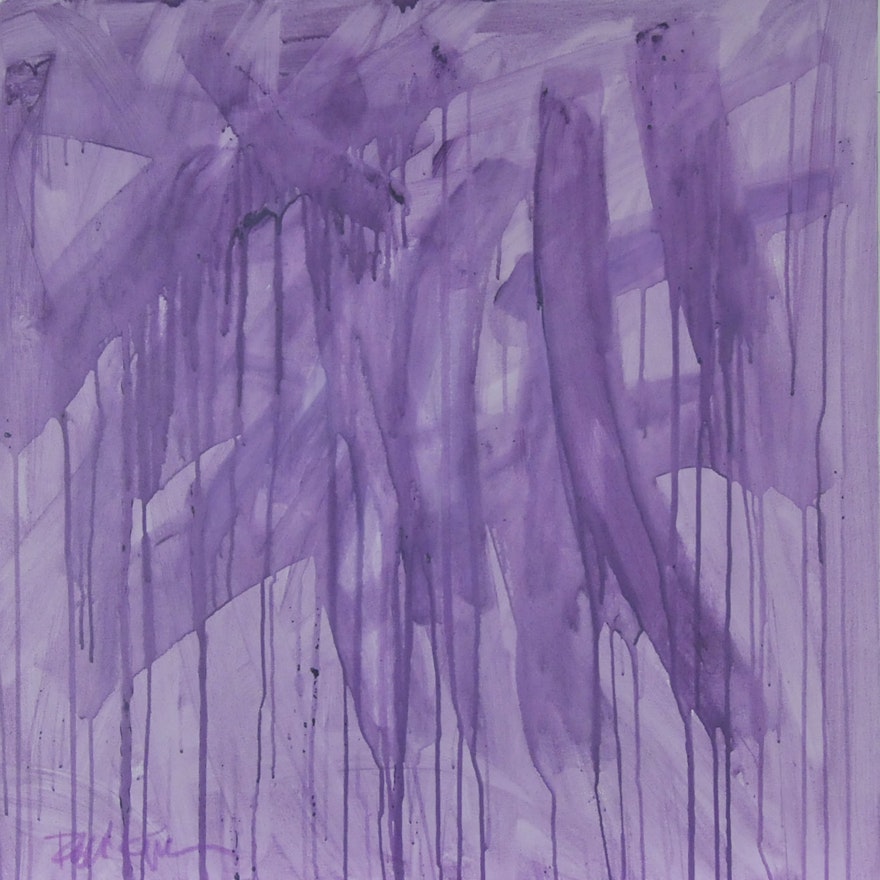 Robbie Kemper Original Acrylic on Canvas "Square Washy Lavender"