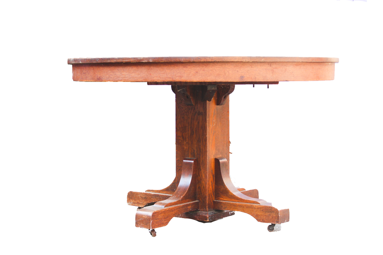 Vintage Wooden Pedestal Table