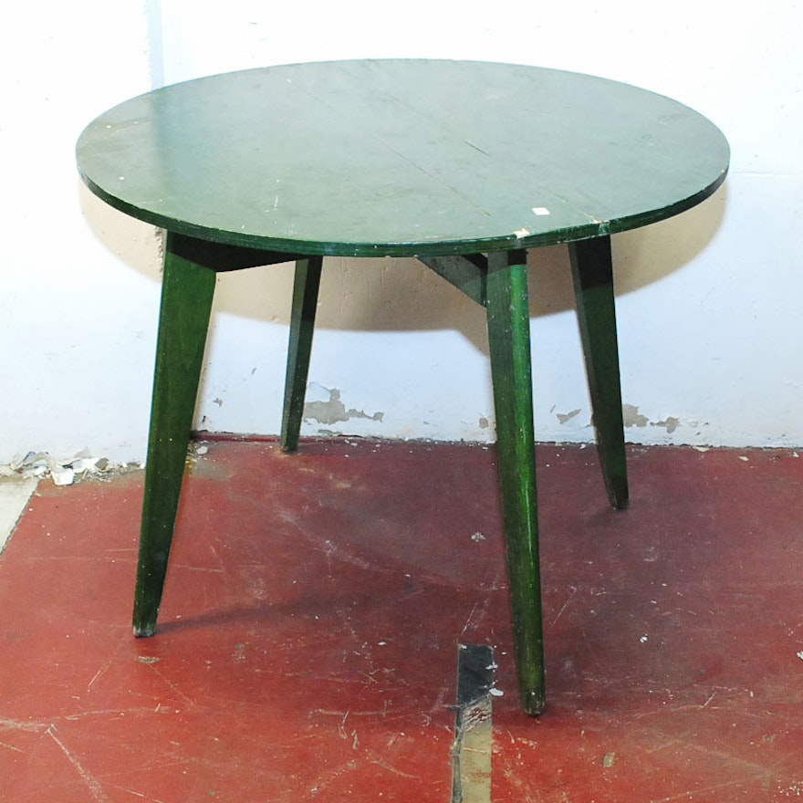 Green French Round Folding Table