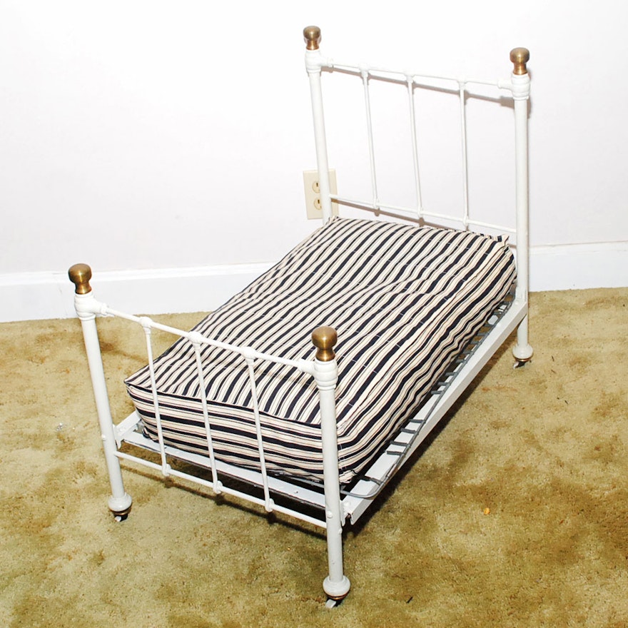 Vintage Child Size Iron Bed with Music Box