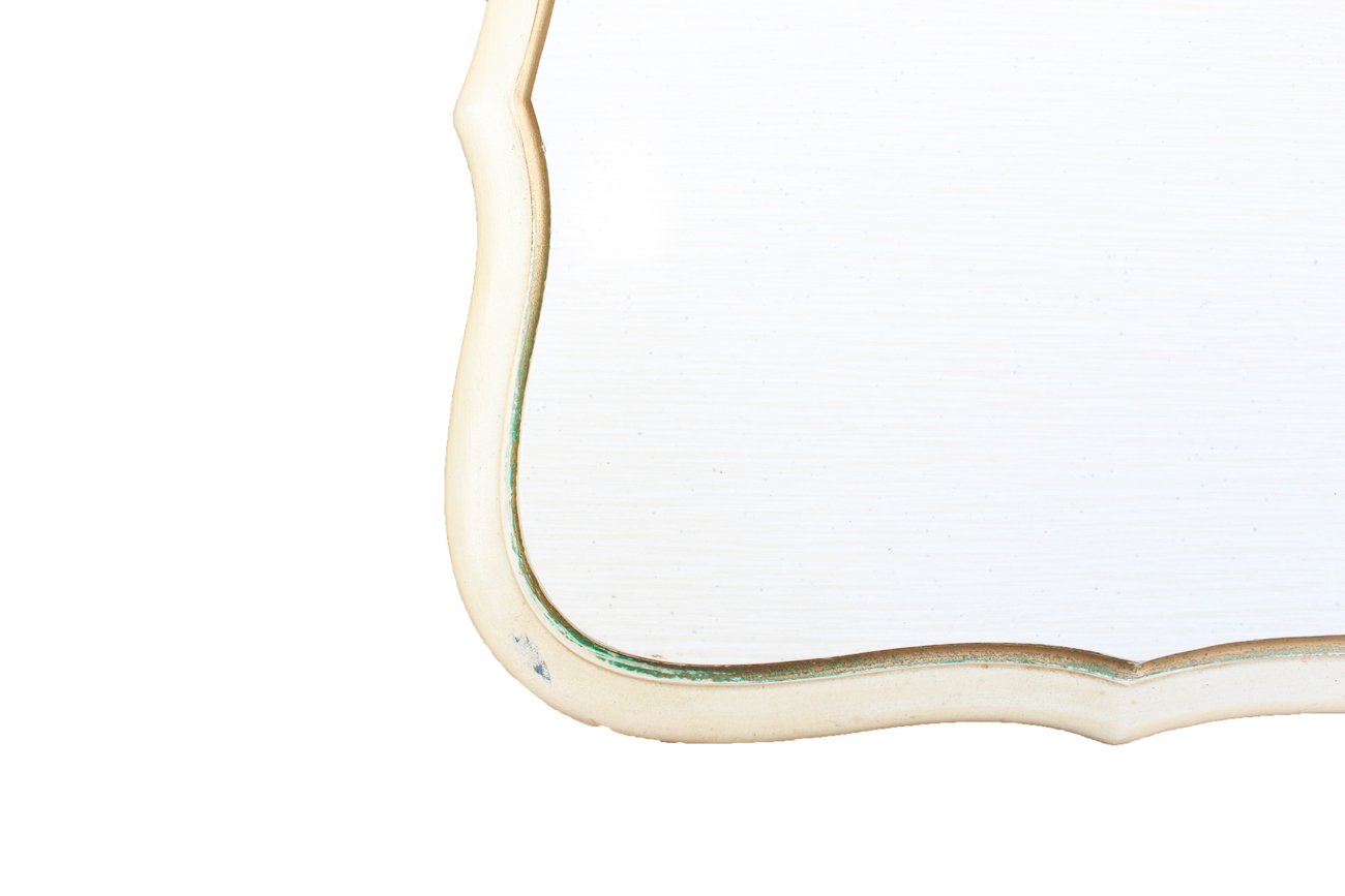 Vintage Cream and Gold Wooden Chest of Drawers and Mirror